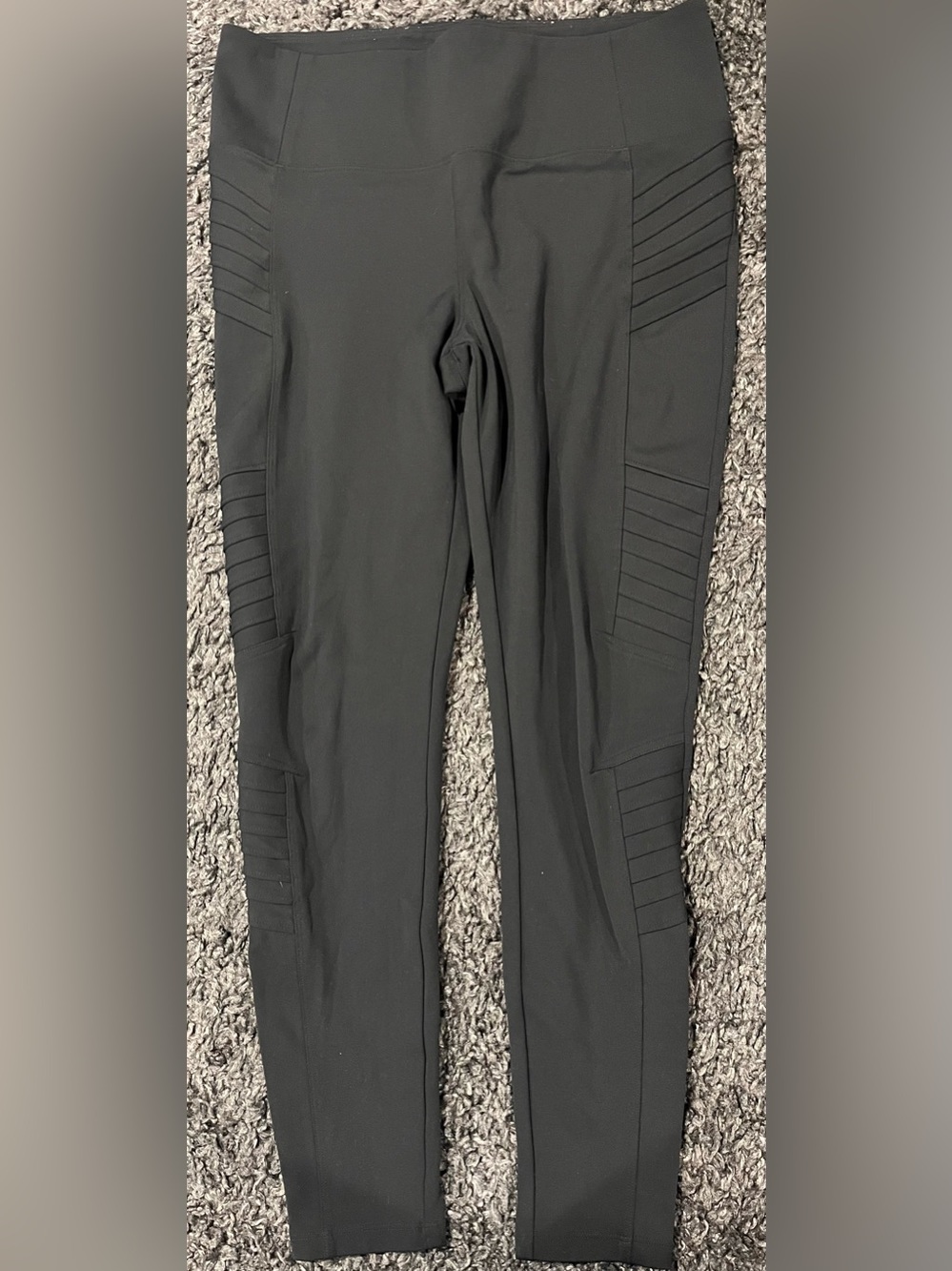 Athleta Delancey Moto Tight Leggings Women’s Large Black Ankle Zip Stretch Gym